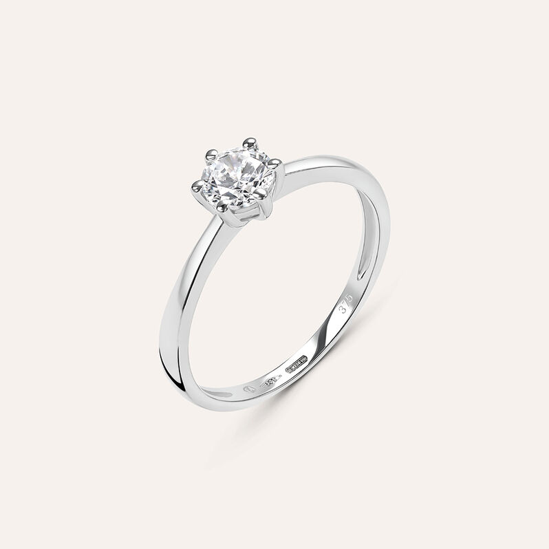 Anello Solitario Claire Oro Bianco Cubic Zirconia - Spannringe Damen | OROVIVO