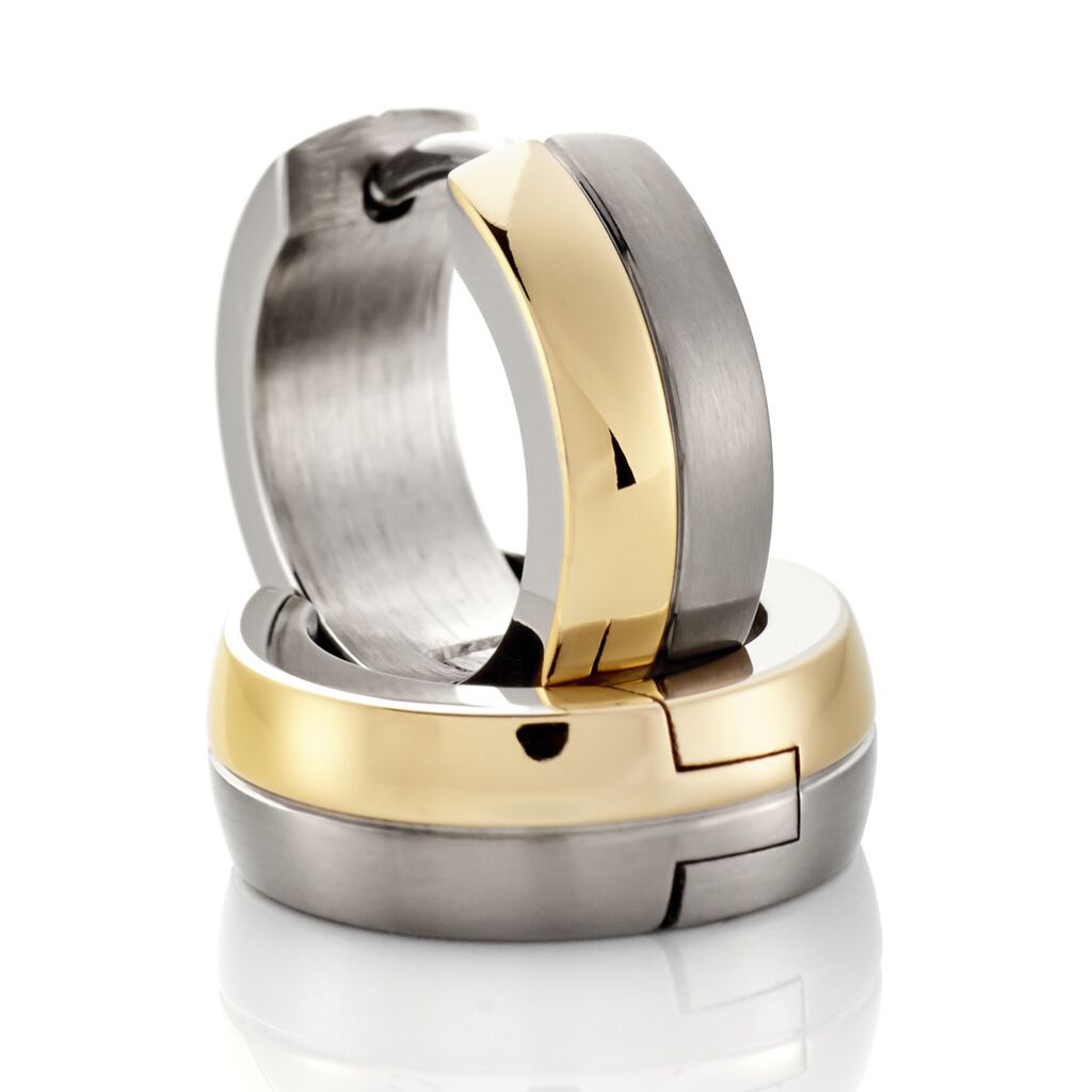 Damen Creolen Titan Bicolor Gelb/Silber - Creolen Damen | OROVIVO