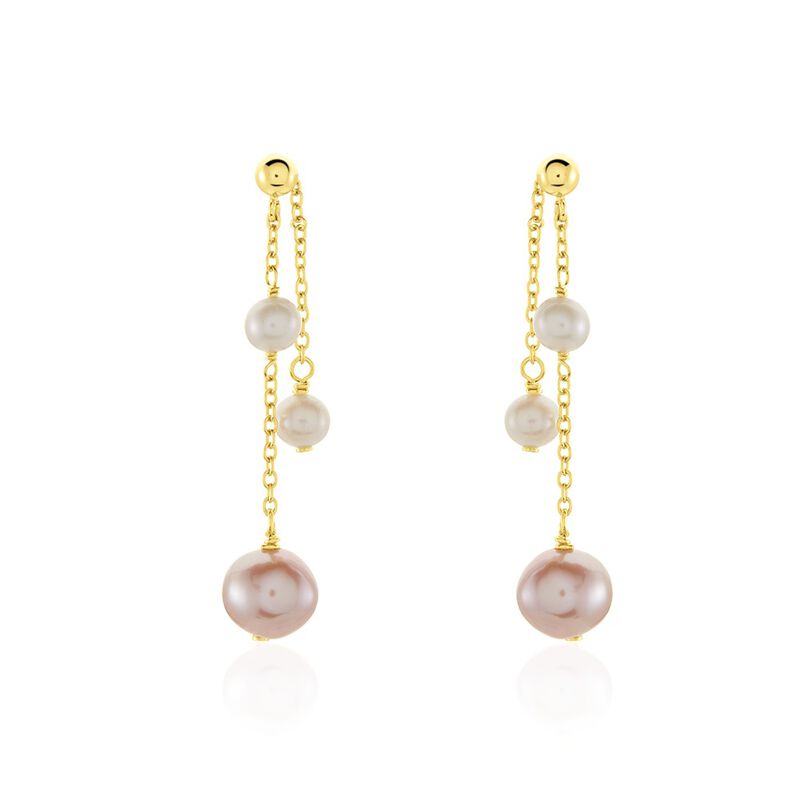 PERLA Damen Ohrringe Lang Silber vergoldet 925 Zuchtperle Weiß 0,42 ct - Ohrringe Damen | OROVIVO
