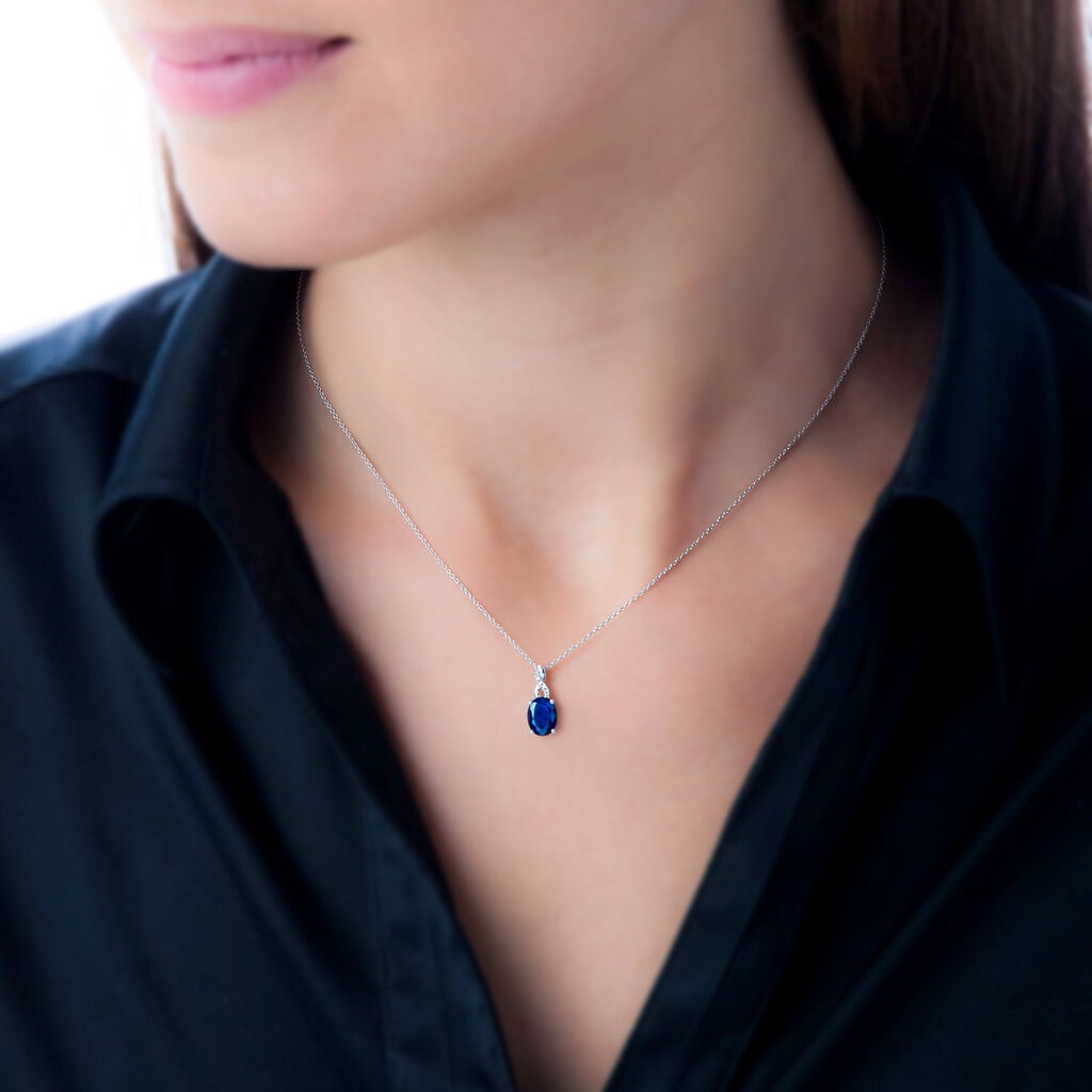 Collier Ludmila Or Blanc Saphir Diamant - Spannringe Damen | OROVIVO