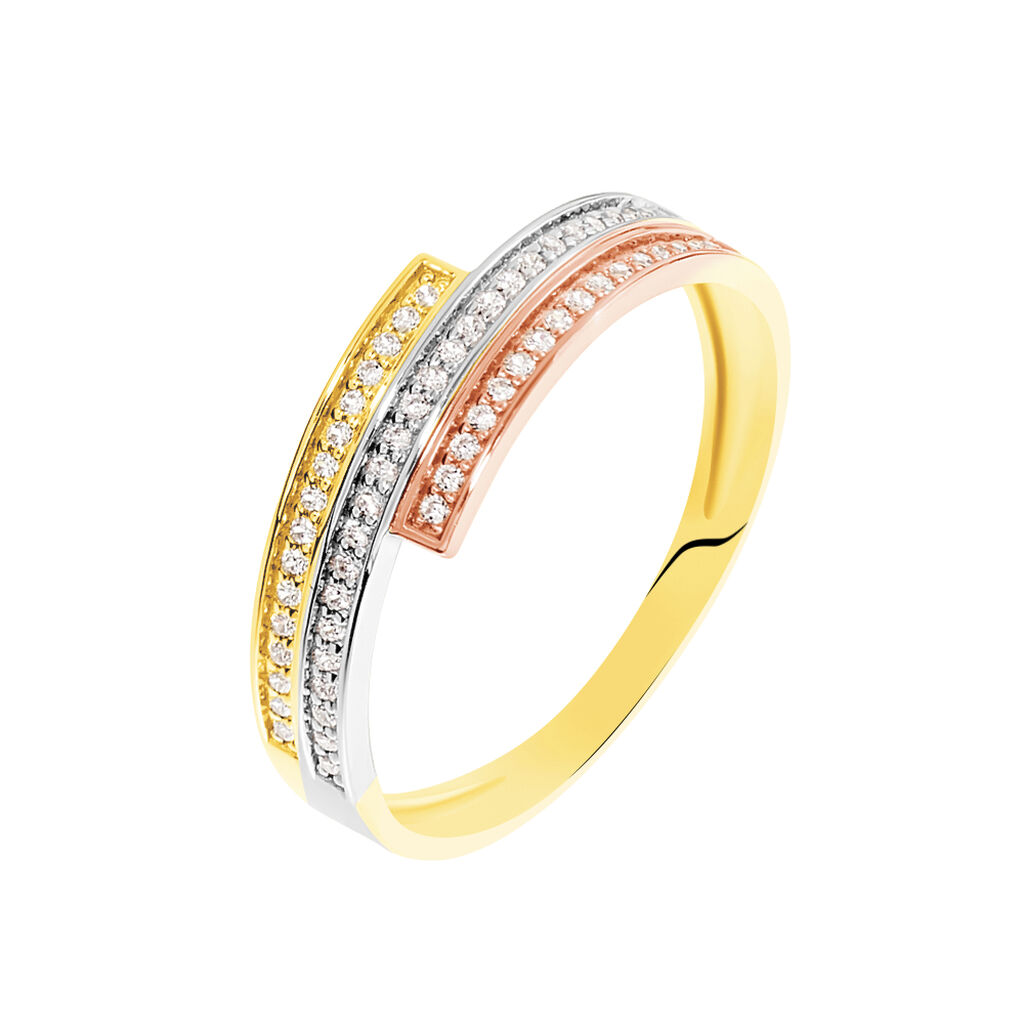 Bague Or Tricolore Rama3 Rangs Semi - Spannringe Damen | OROVIVO