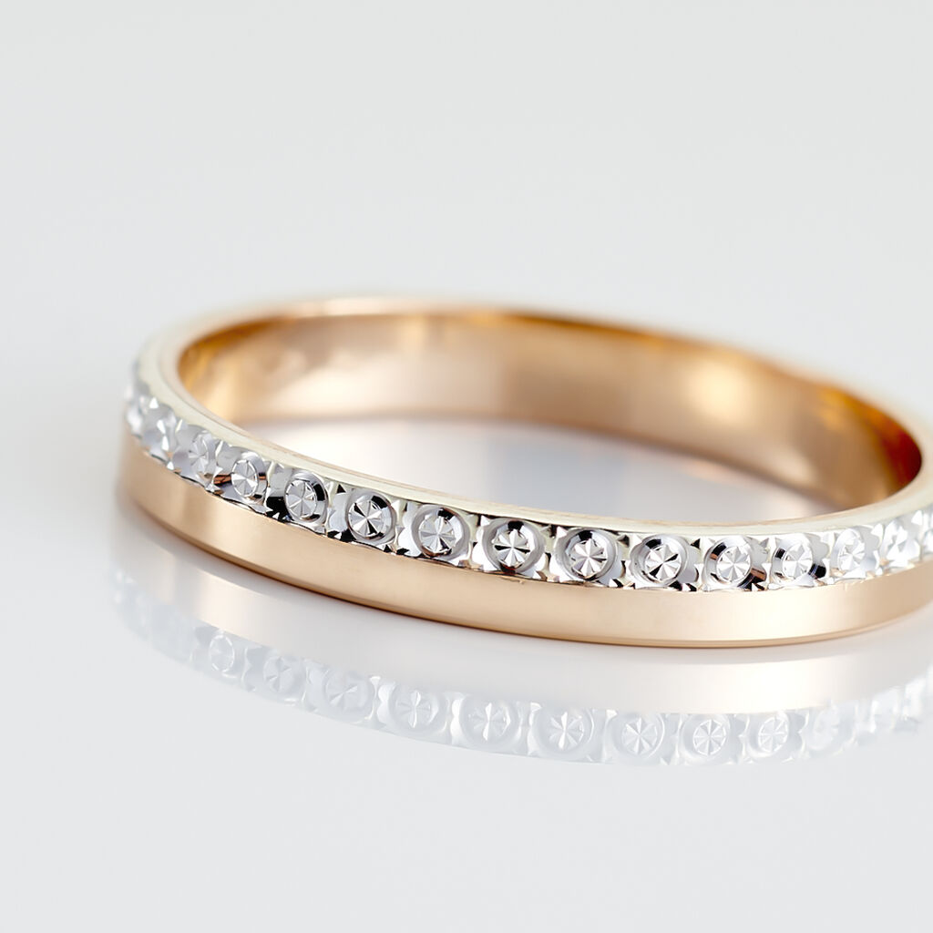Alliance Fantaisie Diamantee Ruban Plat Or Bicolore - Spannringe Familie | OROVIVO