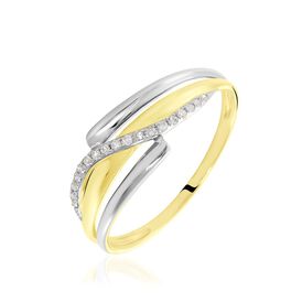 Damenring Gold 375 Bicolor Diamanten 0,05ct Bodil - Ringe mit Edelsteinen Damen | OROVIVO