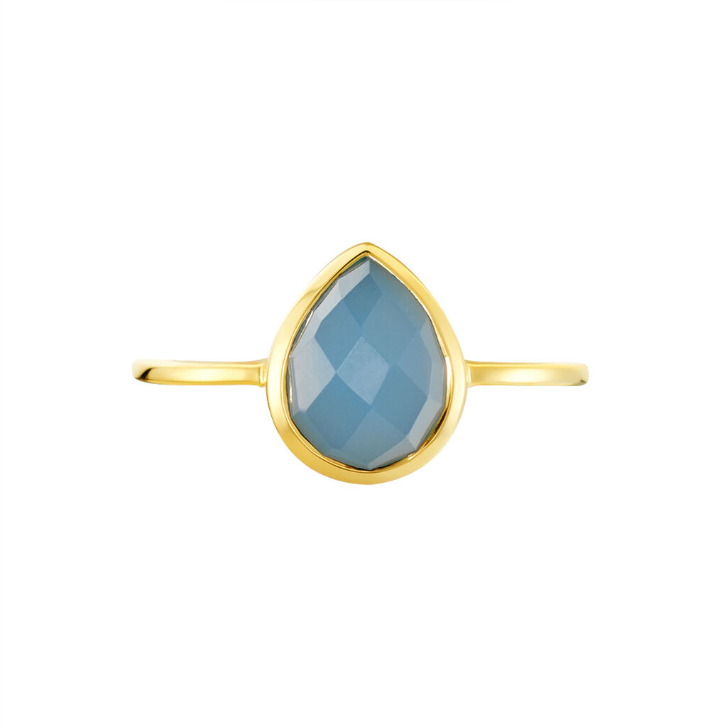 Damen Ring Silber vergoldet 925 Chalzedon Blau Sinaya 21cm - Solitärringe Damen | OROVIVO