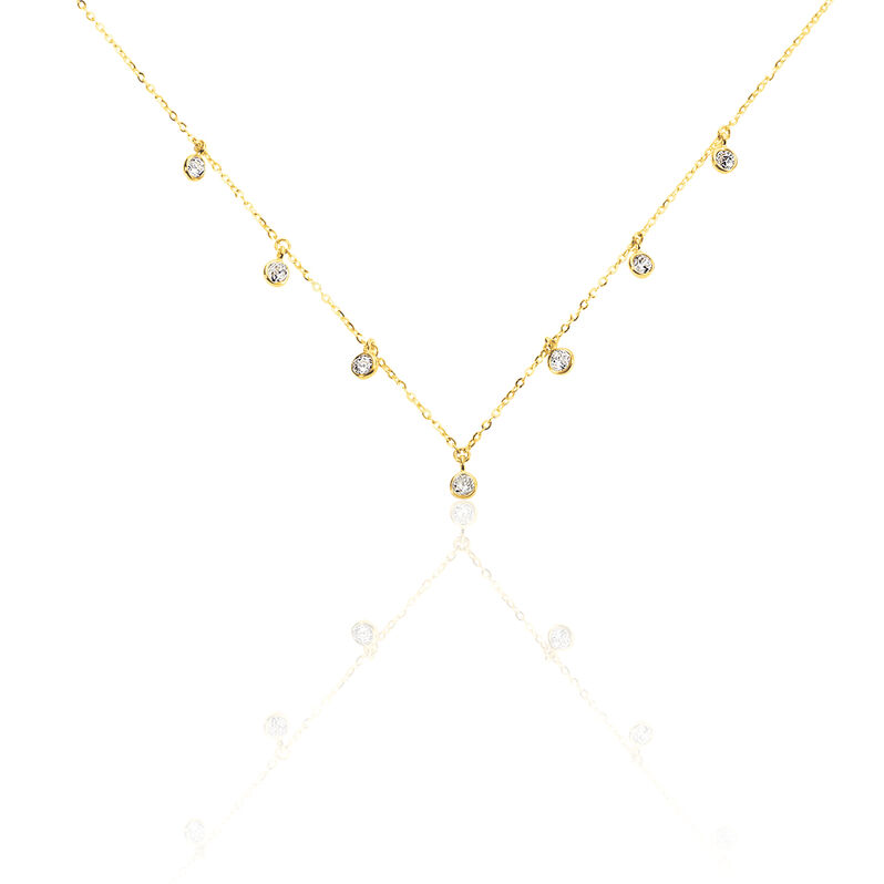 TALILA 1 Damen Collier Gold 375 (9 Karat) Zirkonia Wei&szlig; 0,16 ct - Halsketten Damen | OROVIVO