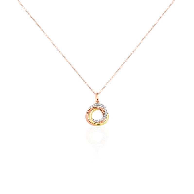 Damen Collier Silber Tricolor 925 Zirkonia Kreis Celeste - Halsketten Damen | OROVIVO