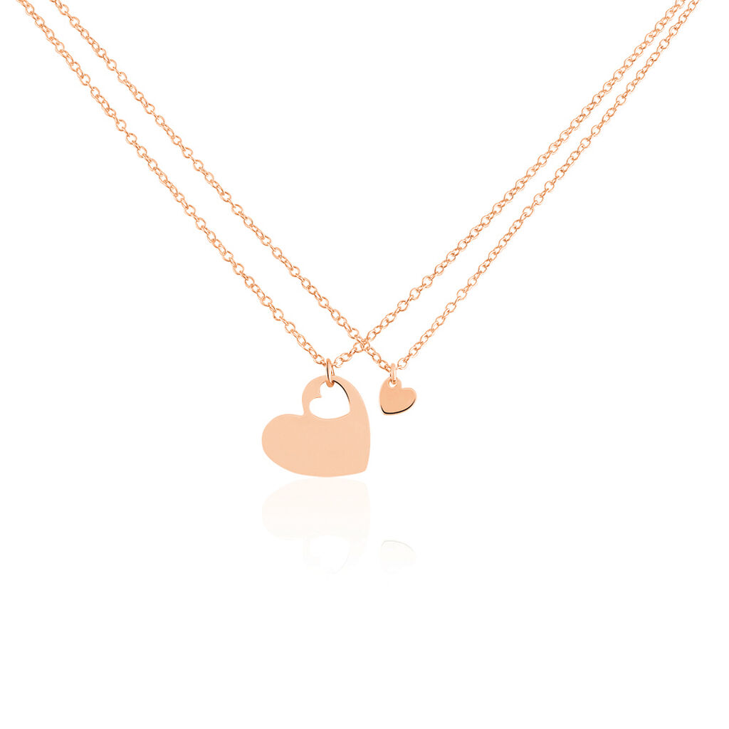 Freundschaftskette Silber 925 Rosé Vergoldet Herz, Collier ohne Stein