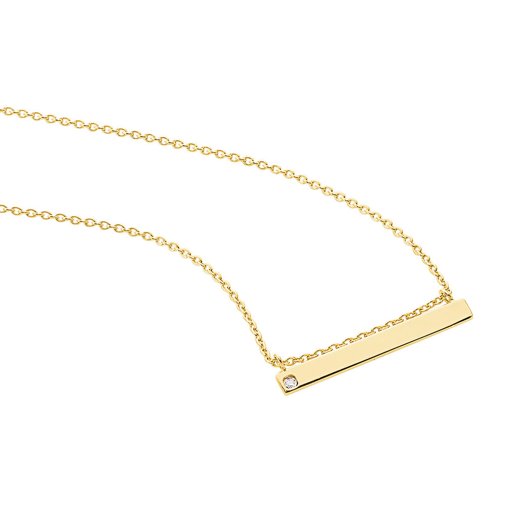 Damen Collier Silber vergoldet 925 Diamant 0,01ct Rechteckig Vranka - Halsketten Damen | OROVIVO
