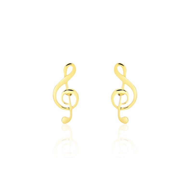 Boucles D'oreilles Puces Bayram Musique Or Jaune - Spannringe Damen | OROVIVO