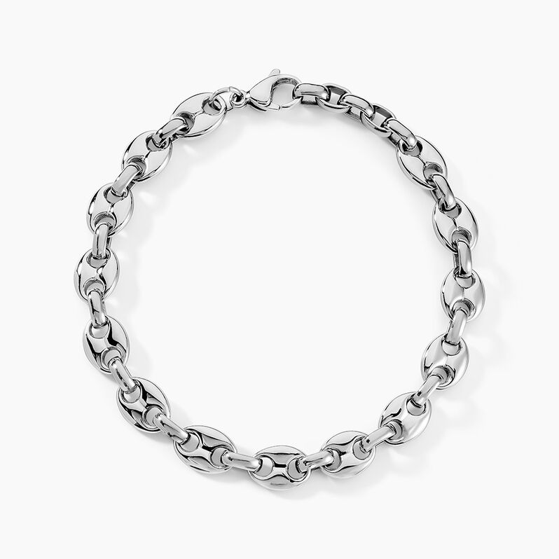 Bracelet Cadia Maille Grain De Café Acier Weiss - Spannringe Herren | OROVIVO