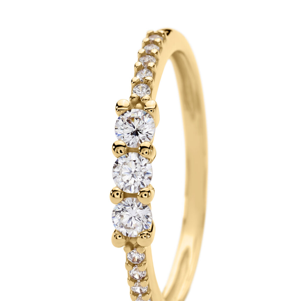 Side trilog Damen Ring Gold 375 (9 Karat) Zirkonia Wei&szlig;