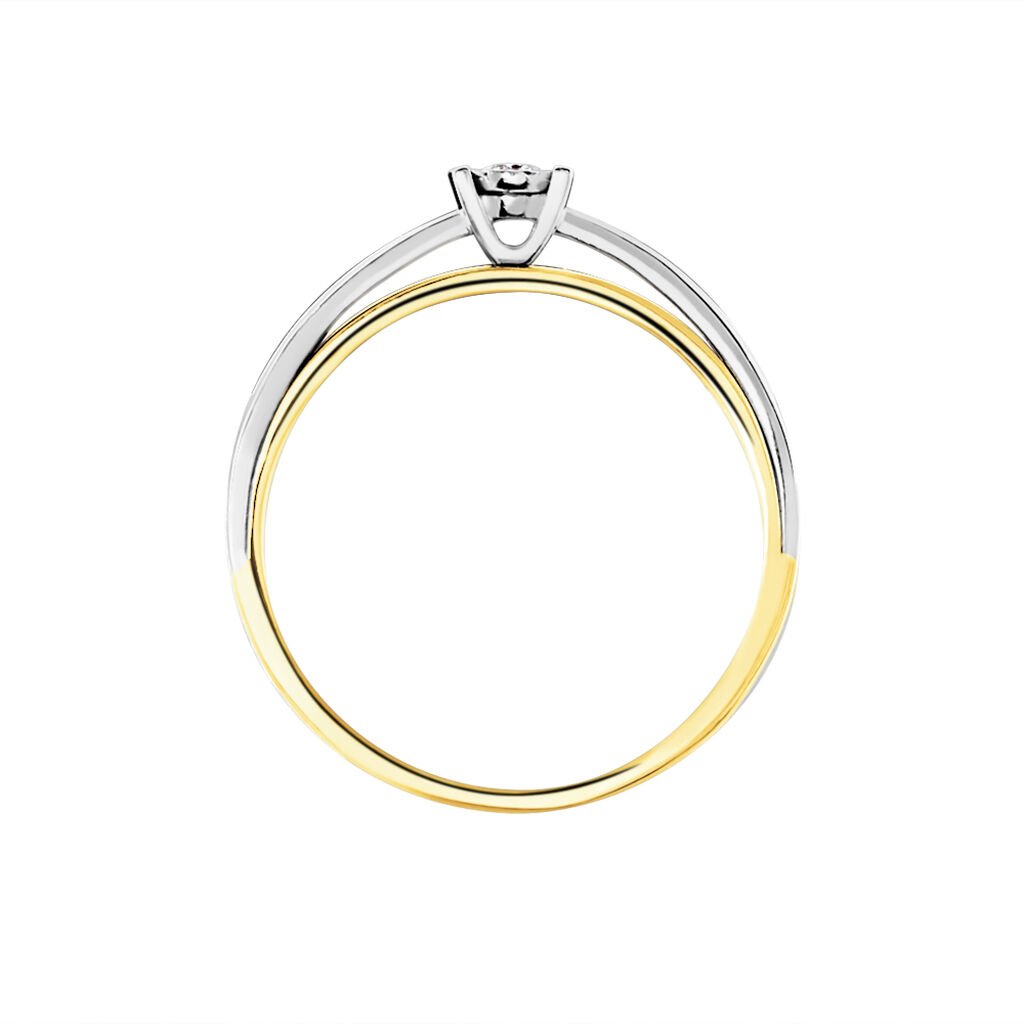 MICHAELA OV Damen Ring Gold Bicolor 375 (9 Karat) Diamant Wei&szlig; 0,04 ct B 2 mm