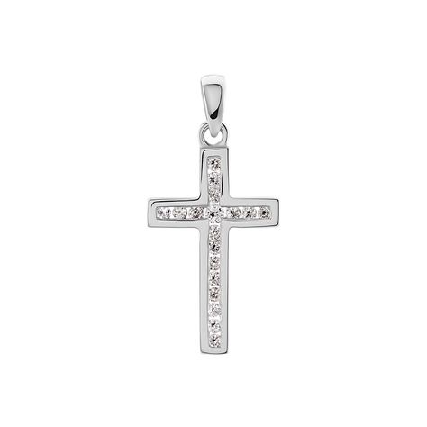  Anhänger Weißgold 375 Diamant 0,18ct Religiöses Kreuz  - Schmuckanhänger  | OROVIVO