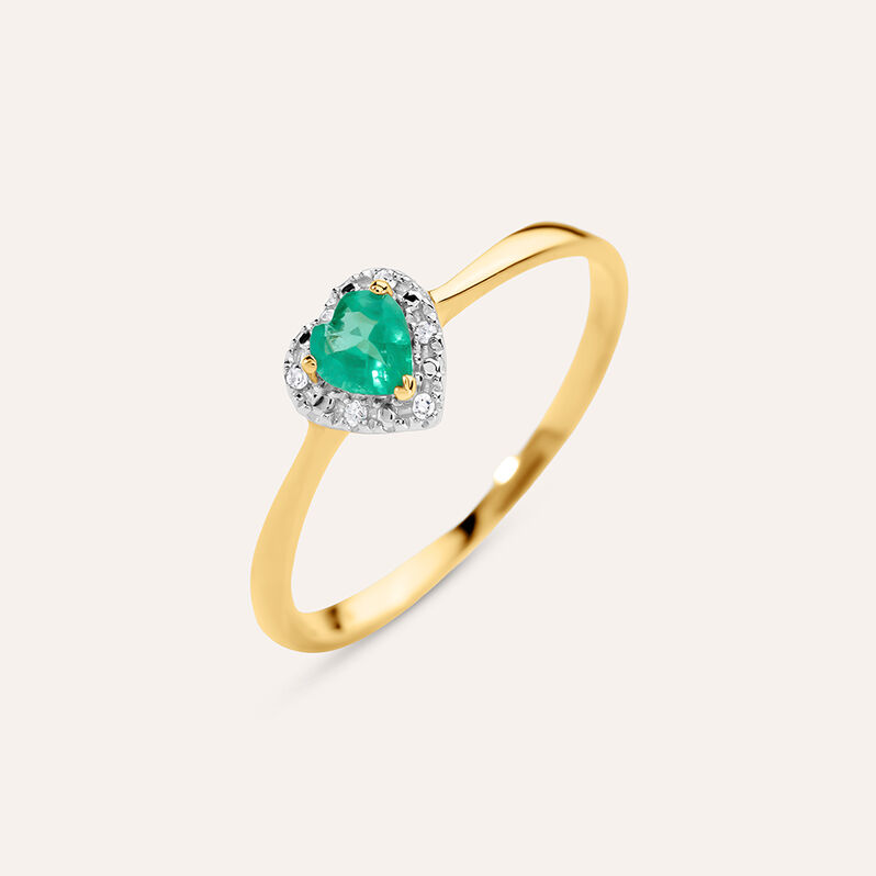 Anello Solitario Charlotte Oro Giallo Smeraldo Diamante - Spannringe Damen | OROVIVO