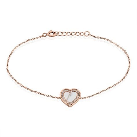 DIANNA Damen Armband Silber rosevergoldet 925 Perlmutt Rosa Perlmutt Herz - Armb&auml;nder mit Anh&auml;nger Damen | OROVIVO
