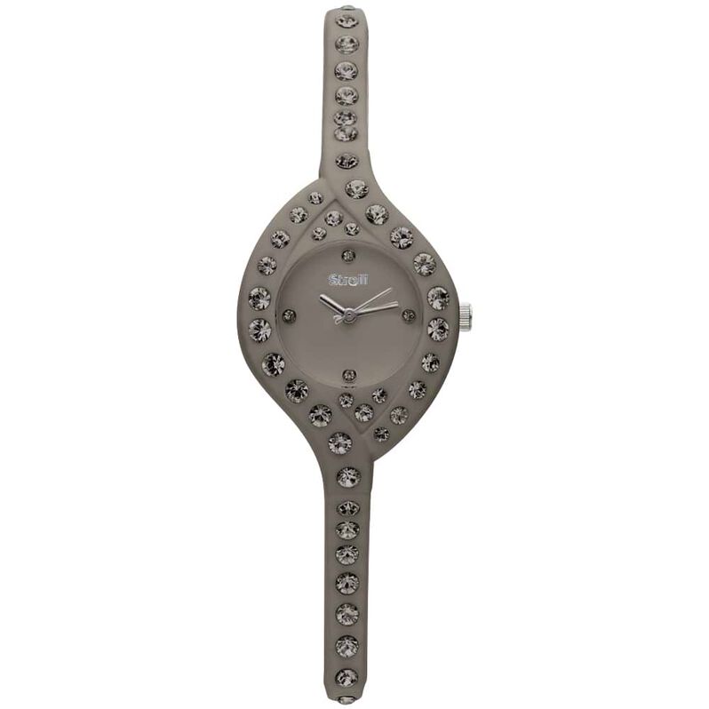Orologio cinturino policarbonato tortora con cristalli - Spannringe Damen | OROVIVO