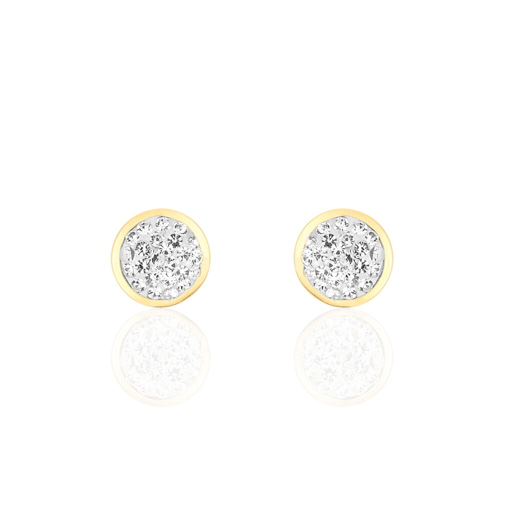 EDMEE CERCLE 1 Damen Ohrstecker Gold 375 (9 Karat) Strass Weiß Kreis, Ohrstecker mit Stein
