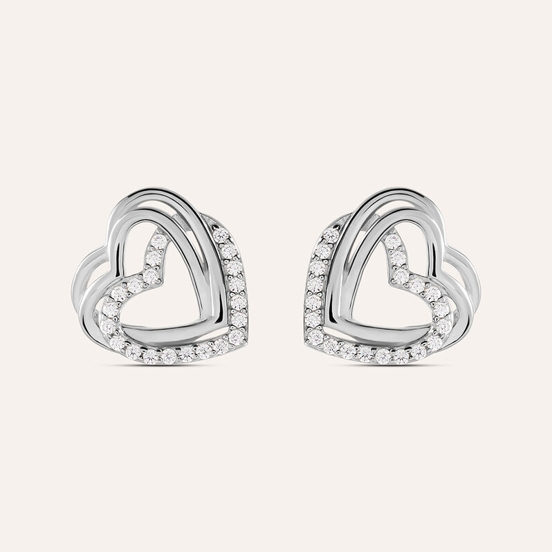 Orecchini Lobo Silver Shine Argento Rodiato Cubic Zirconia - Spannringe Damen | OROVIVO