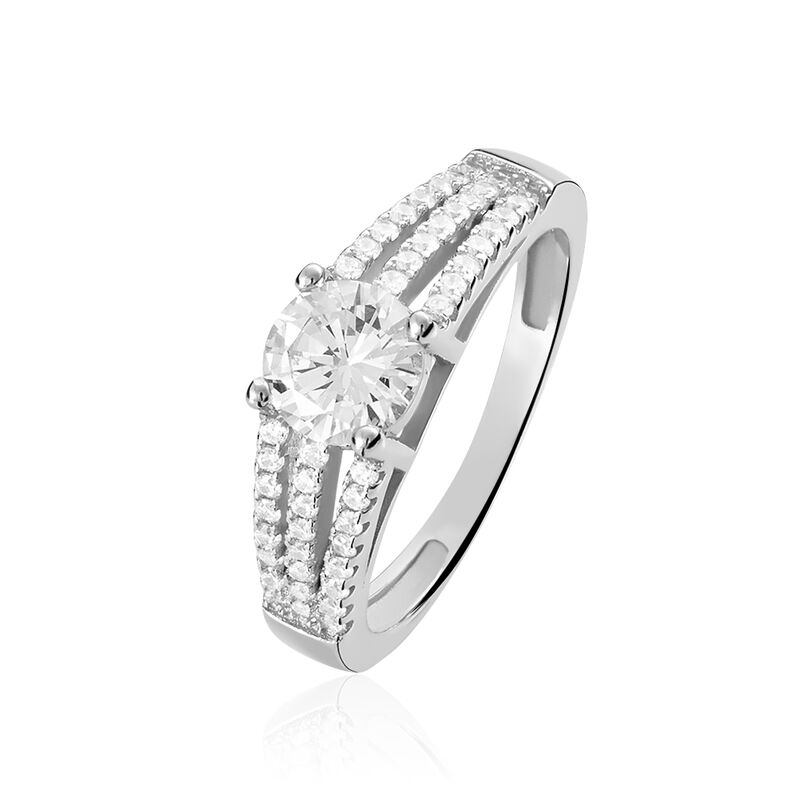 Bague Solitaire Lesly Argent Blanc Oxyde De Zirconium - Spannringe Damen | OROVIVO