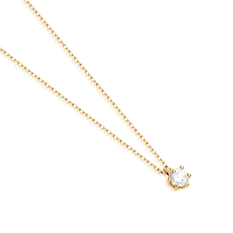 Sonate Damen Collier Gold 585 (14 Karat) Synthetischer Diamant Wei&szlig; 0,26 ct - Halsketten Damen | OROVIVO