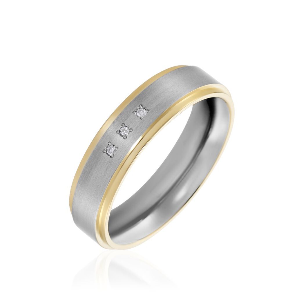 Damen Ring Titan Bicolor Diamant 0,02ct Sidania  - Ringe mit Stein Damen | OROVIVO