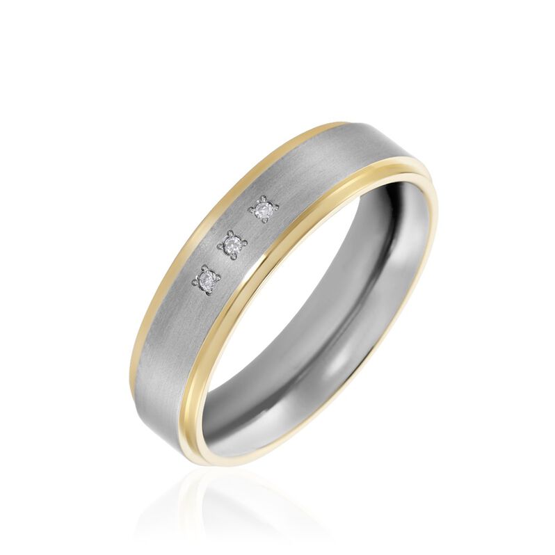 Damen Ring Titan Bicolor Diamant 0,02ct Sidania  - Ringe mit Stein Damen | OROVIVO