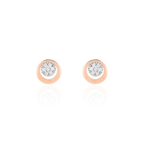 Damen Ohrstecker Rosegold 375 Diamant 0,05ct Kreis Rosa  - Ohrstecker Damen | OROVIVO