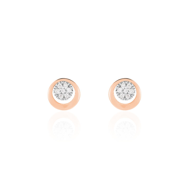 Damen Ohrstecker Rosegold 375 Diamant 0,05ct Kreis Rosa  - Ohrstecker Damen | OROVIVO