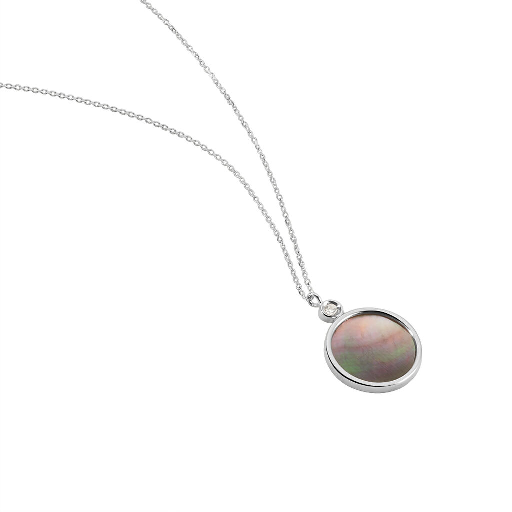 Damen Halskette Weißgold 375 Perlmutt Zirkonia - Halsketten Damen | OROVIVO