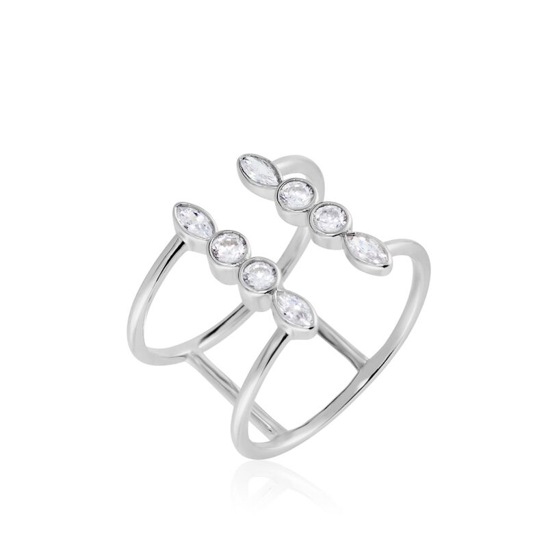 Bague Ajustable Argent Rhodié Joice Oxyde De Zirconium - Spannringe Damen | OROVIVO
