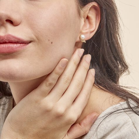 Damen Perlenohrringe Gold 375 Zirkonia Zuchtperlen - Ohrstecker Damen | OROVIVO