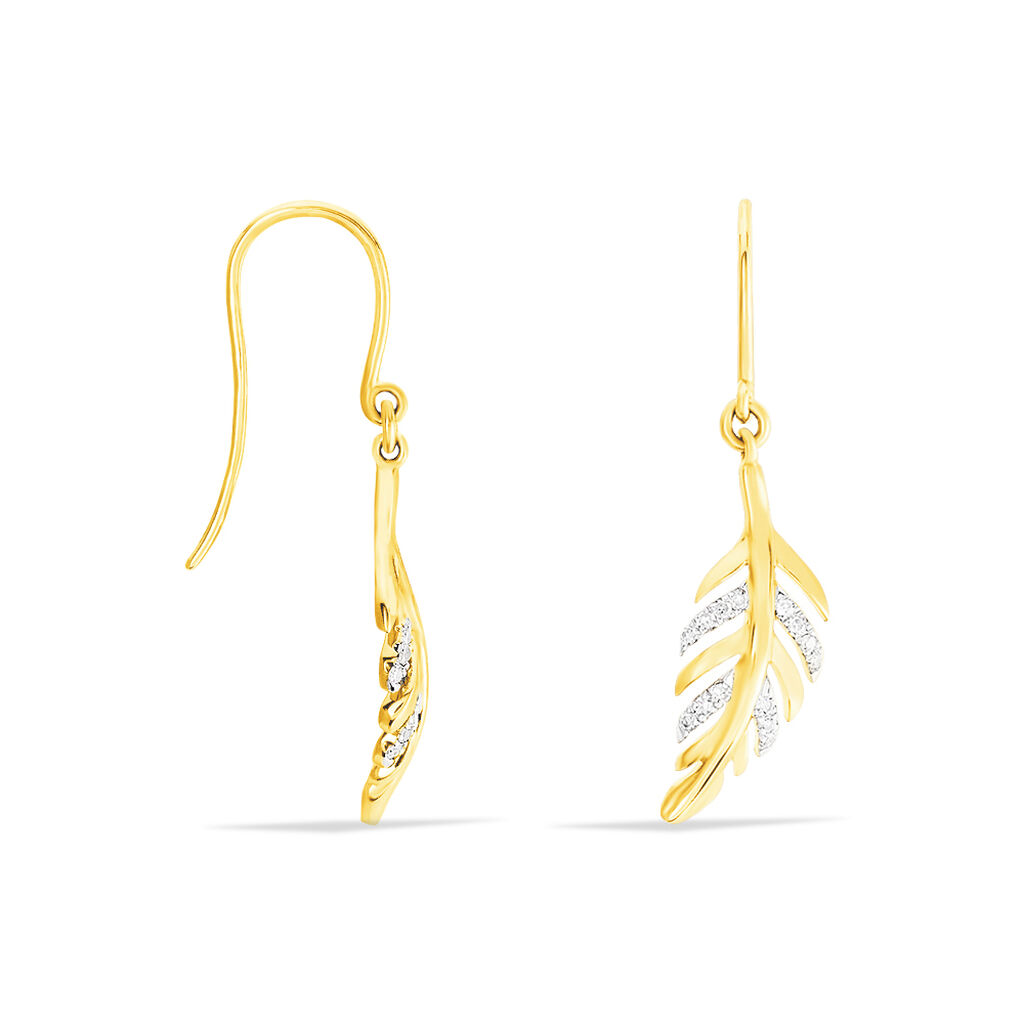 Boucles D'oreilles Pendantes Praia Or Jaune Diamant - Spannringe Damen | OROVIVO