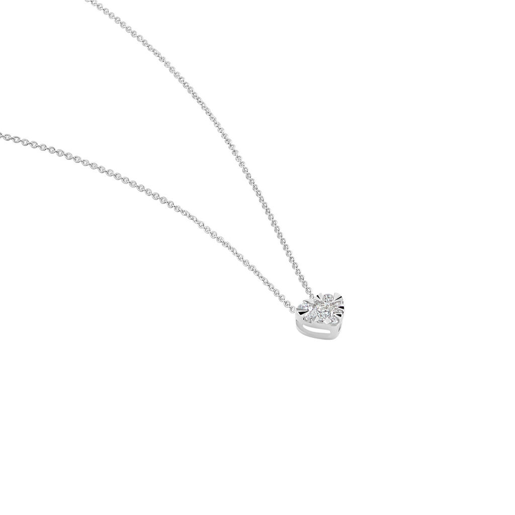 PETALI Damen Collier Wei&szlig;gold 750 (18 Karat) Diamant Wei&szlig; 0,11 ct Herz