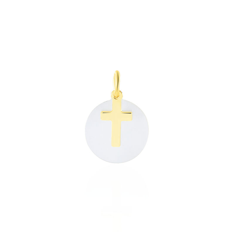 Pendentif Or Jaune Amaryllis Nacre Motif Croix - Spannringe Damen | OROVIVO