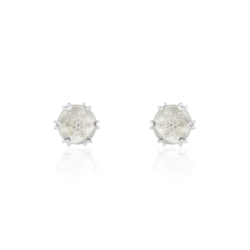 FROSTY Damen Ohrstecker Silber 925 Perlmutt Perlmutt Schneeflocke