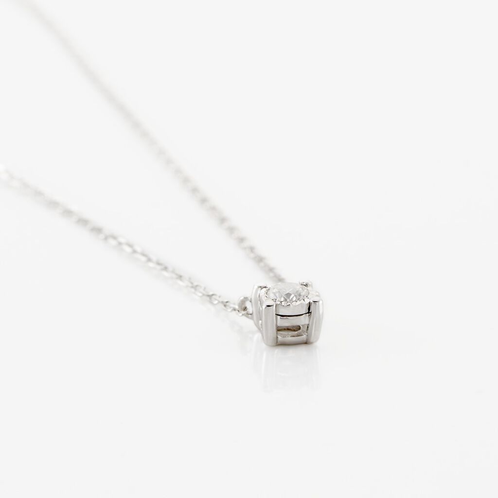 Illusion Damen Collier Wei&szlig;gold 375 (9 Karat) Diamant Wei&szlig; 0,07 ct Viereck