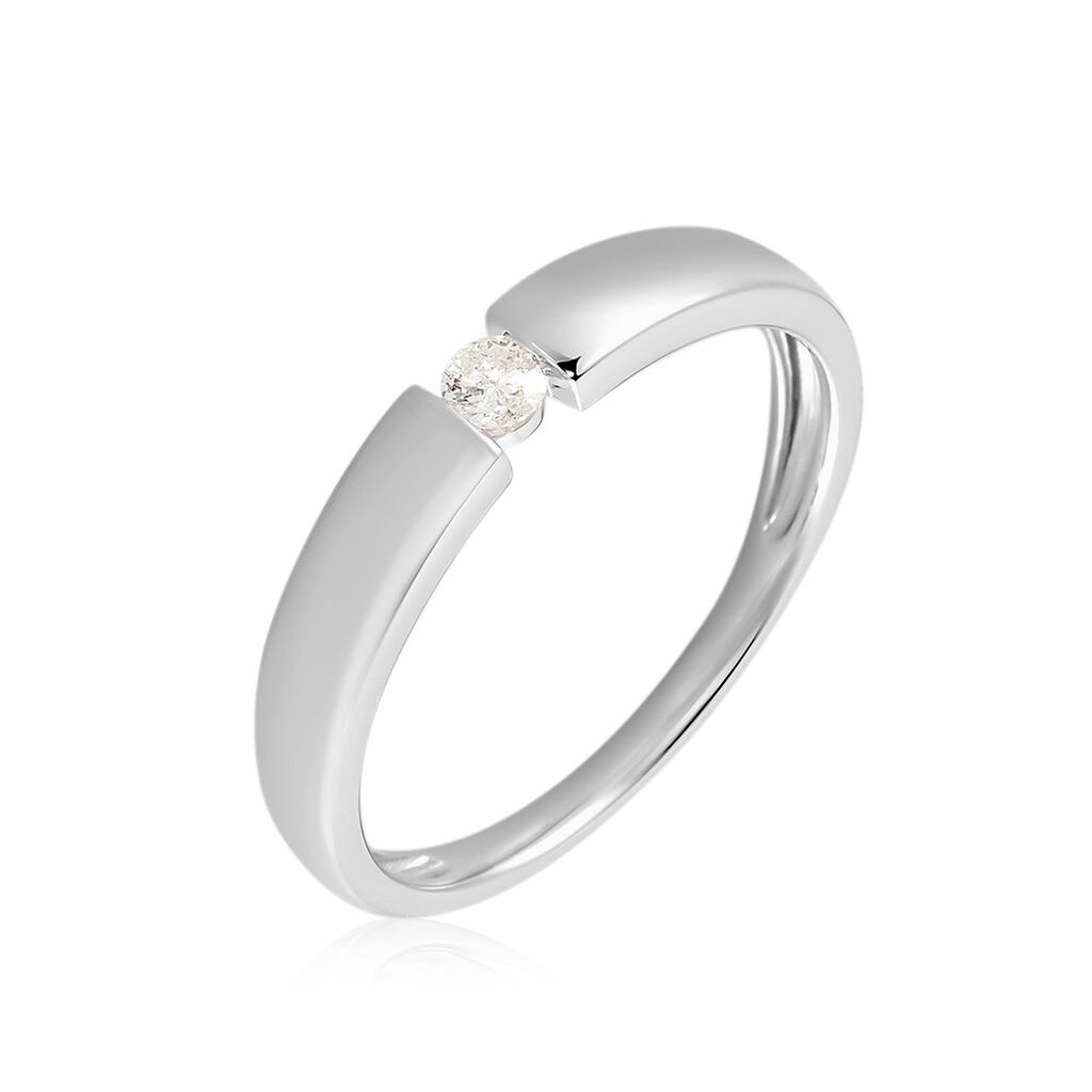 Valencia Damen Ring Weißgold 375 (9 Karat) Diamant Weiß 0,08 ct Kreis B 3,65 mm, Ring mit Stein