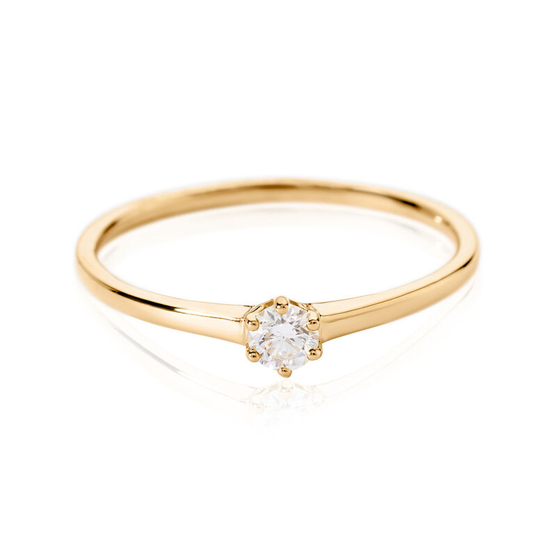 MONOPOLI Damen Ring Gold 585 (14 Karat) Diamant Wei&szlig; 0,16 ct - Verlobungsringe Damen | OROVIVO
