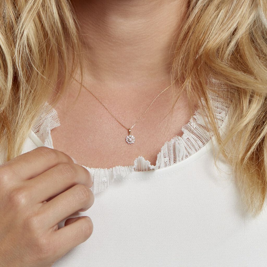 Collier Or Jaune Charletta Diamant Fleur - Spannringe Damen | OROVIVO