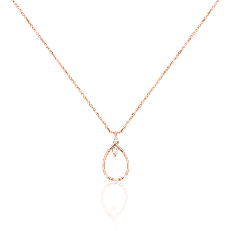 MARIE 2 Damen Collier Silber rosevergoldet 925 Zirkonia Wei&szlig; 0,060 ct Tropfen - Halsketten Damen | OROVIVO