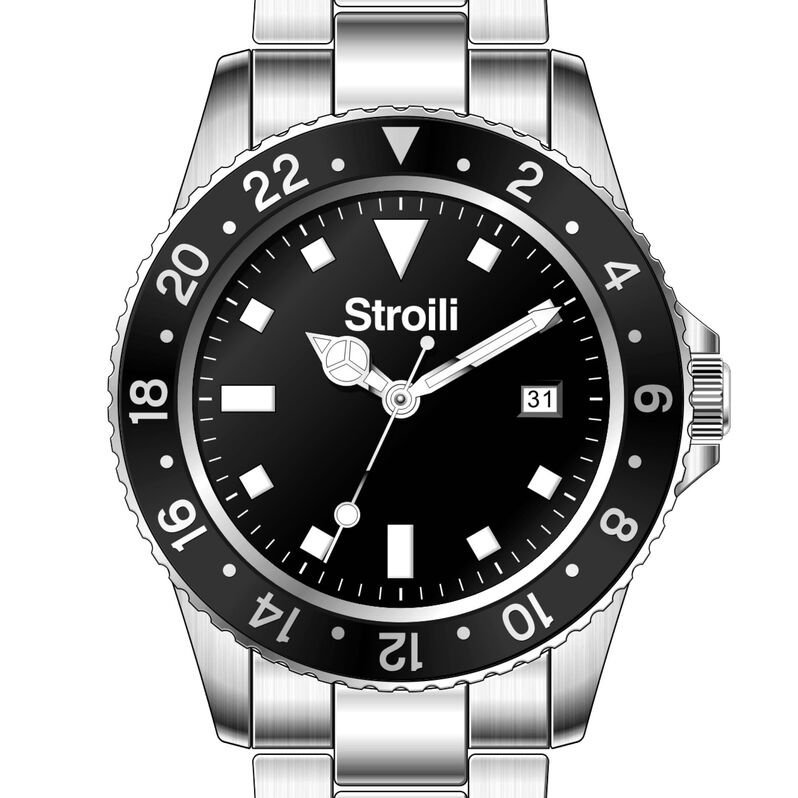 Solo tempo cassa e bracciale in acciaio quadrante nero - Spannringe Herren | OROVIVO
