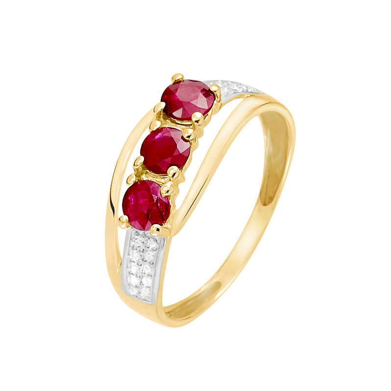 Anello Trilogy Charlotte Oro Giallo Rubino Diamante - Spannringe Damen | OROVIVO