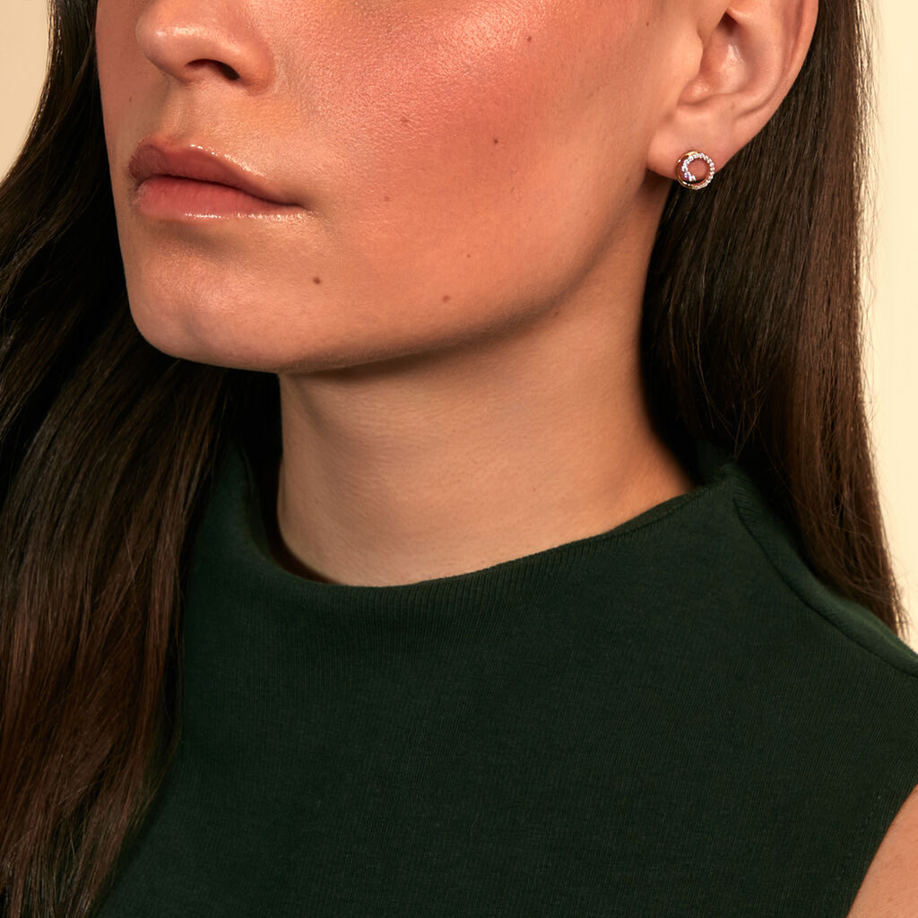 FRANZI Damen Ohrstecker Gold 333 (8 Karat) Andere Steine Wei&szlig; Kreis