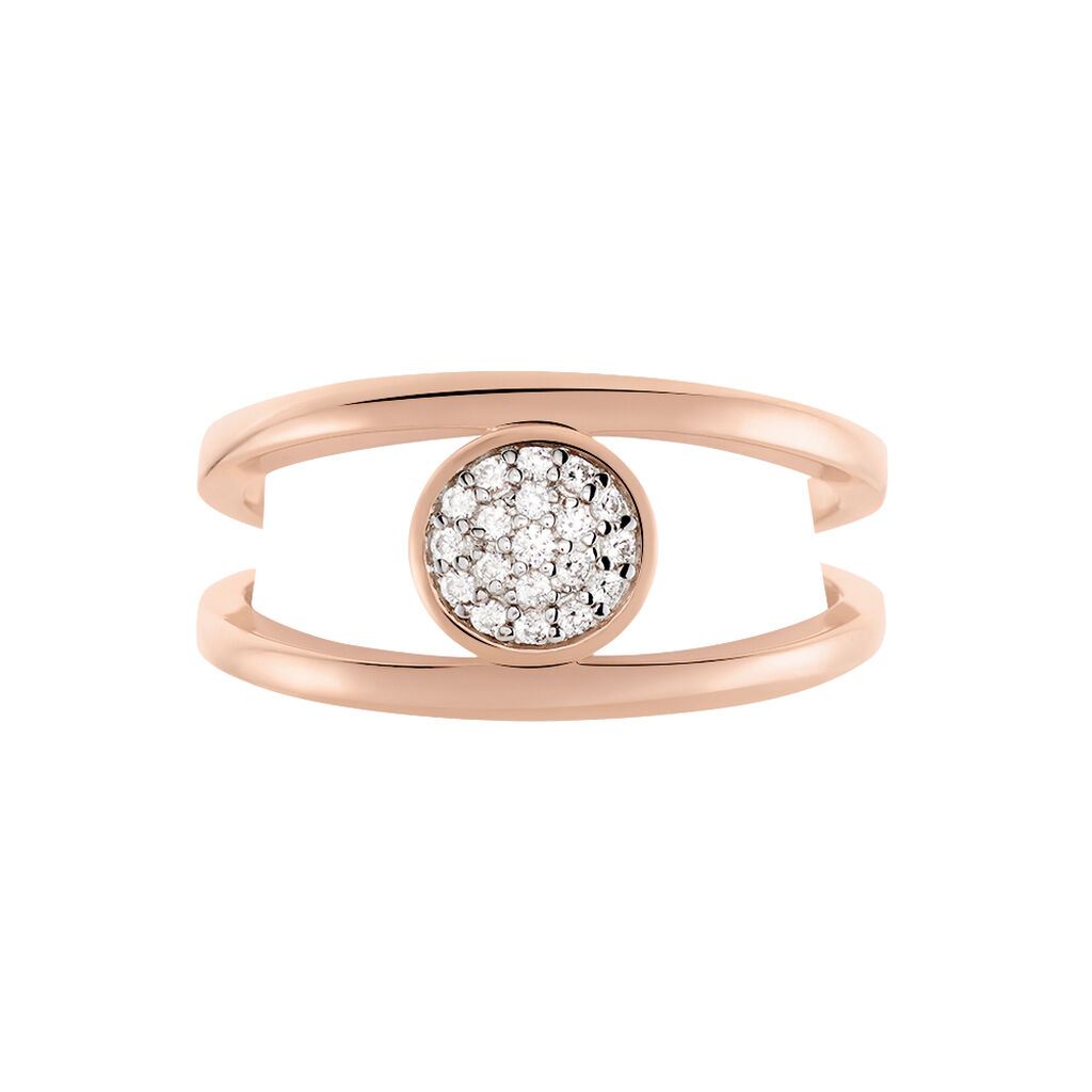 MAJA Damen Ring Silber rosevergoldet 925 Zirkonia Wei&szlig; Kreis