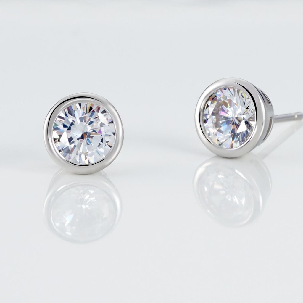 MILENA Damen Ohrstecker Silber 925 Zirkonia Wei&szlig; 2,7 ct