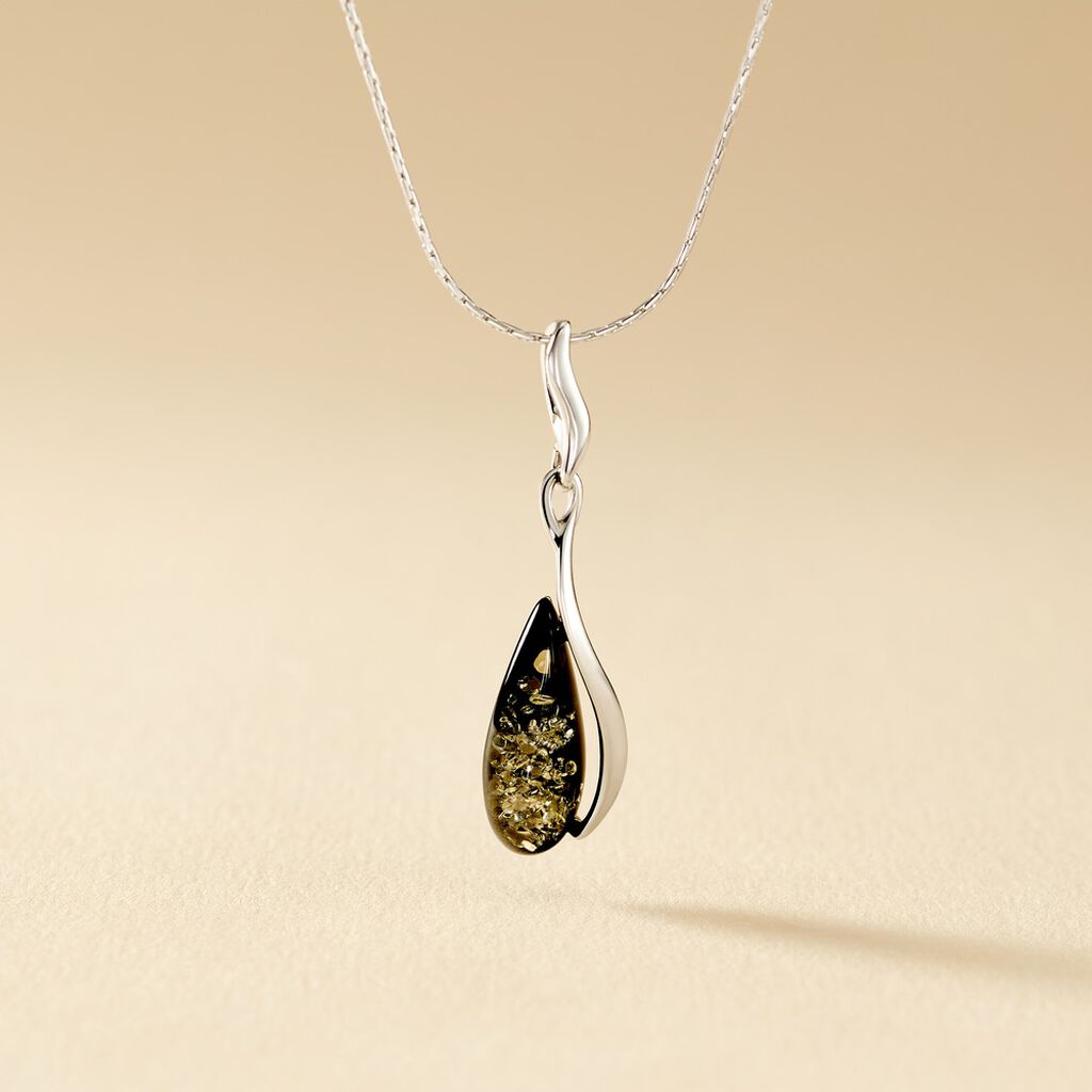 Collier Isidore Argent Et Ambre Verte - Spannringe Damen | OROVIVO