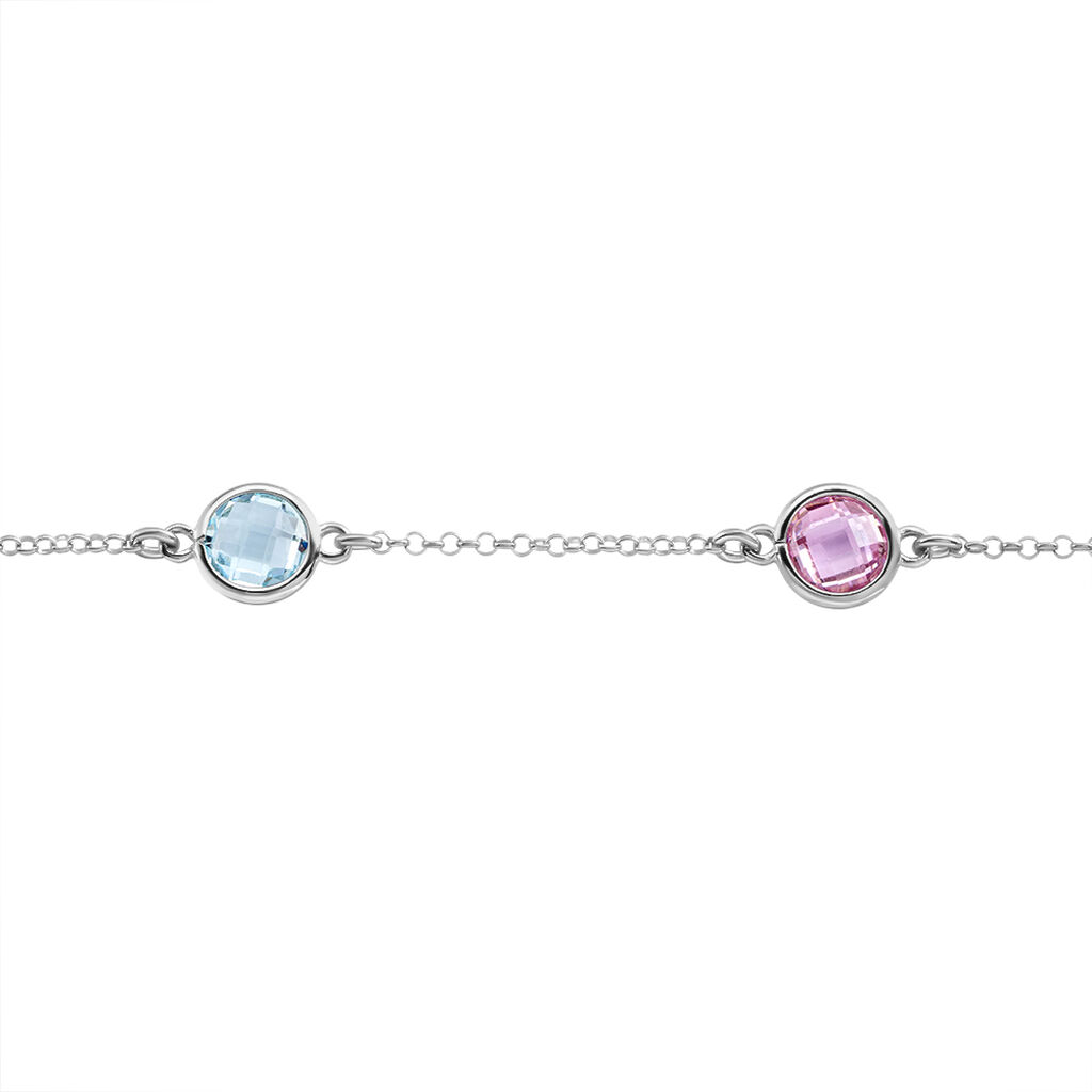 SCHARIKA Damen Armband Silber Silber 925 Zirkonia Ros&eacute; 0,3 ct Kreis