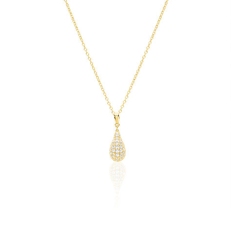 ELANI Damen Collier Silber vergoldet 925 Zirkonia Weiß 0,28 ct Tropfen