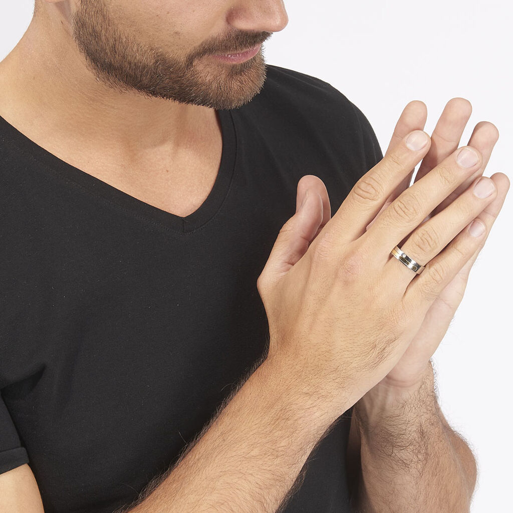 Bague Jourdan Ahou Acier Blanc Diamant - Spannringe Herren | OROVIVO