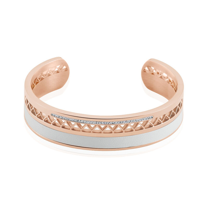 Jonc Acier Rose Cuir Weiss Imagine Victoriano Strass - Spannringe Damen | OROVIVO
